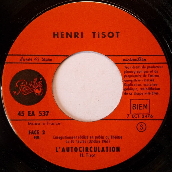 (Occasion) Henri Tisot – L'autocirculation [Vinyle 45Tours]
