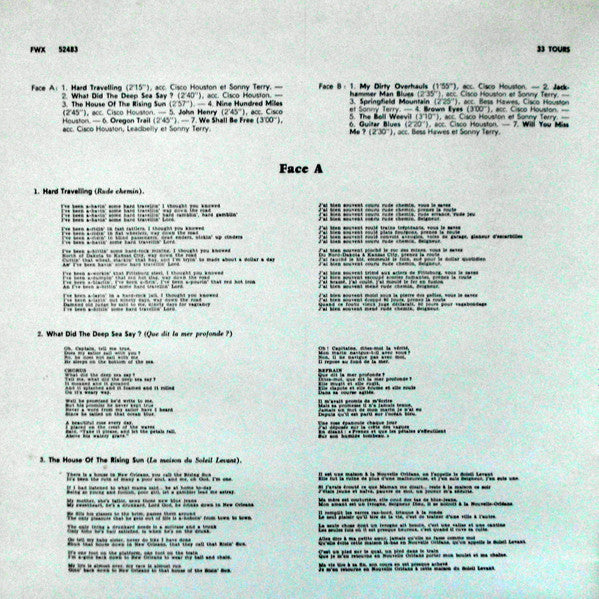 Woody Guthrie With Leadbelly, Cisco Houston, Sonny Terry And Bess Hawes – Woody Guthrie Vol. 1 [Vinyle 33Tours]
