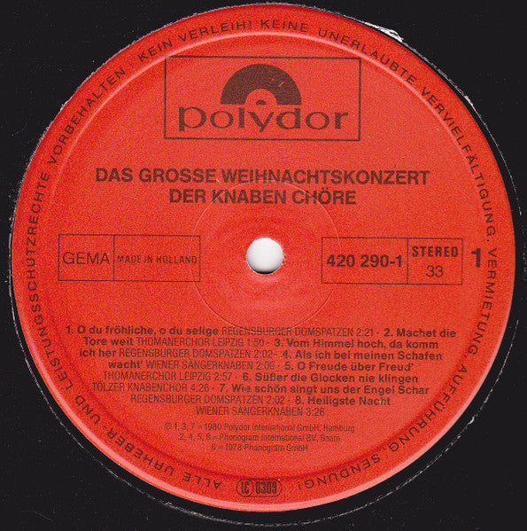 (occasion) Various – Das Große Weihnachtskonzert Der Knabenchöre [Vinyle 33 Tours]