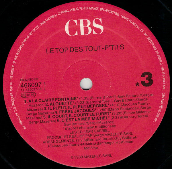 (occasion) Le Top Des Tout-P'tits [Vinyle 33 Tours]