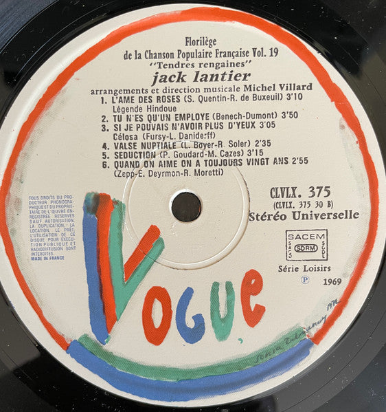 Jack Lantier – Tendres Rengaines [Vinyle 33Tours] - flash vidéo