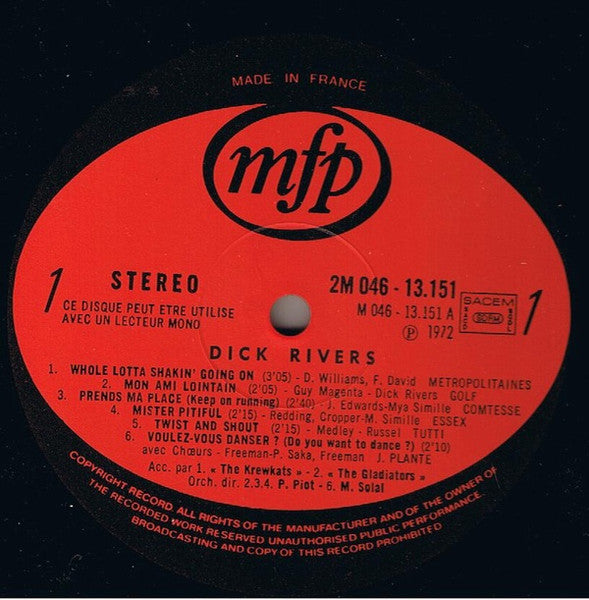 (Occasion) Dick Rivers – 100% Rock [Vinyle 33 Tours]