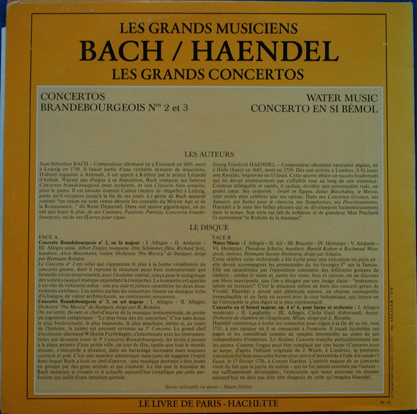 (occasion) Johann Sebastian Bach, Georg Friedrich Händel – Les Grands Musiciens - Bach/Haendel - Les Grands Concertos [Vinyle 33 Tours]