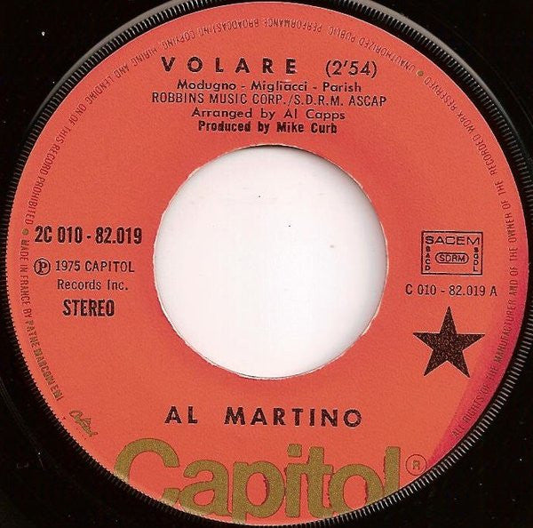 (Occasion) Al Martino – Volare [Vinyle 45 Tours]