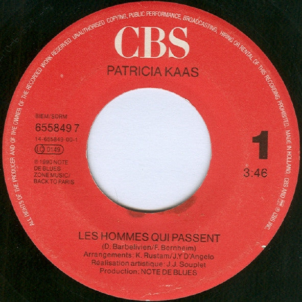 (Occasion) Patricia Kaas – Les Hommes Qui Passent [Vinyle 45 Tours]