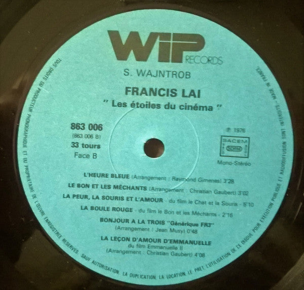 (Occasion) Francis Lai – Les Etoiles Du Cinema / L'heure Bleue [Vinyle 33 Tours]