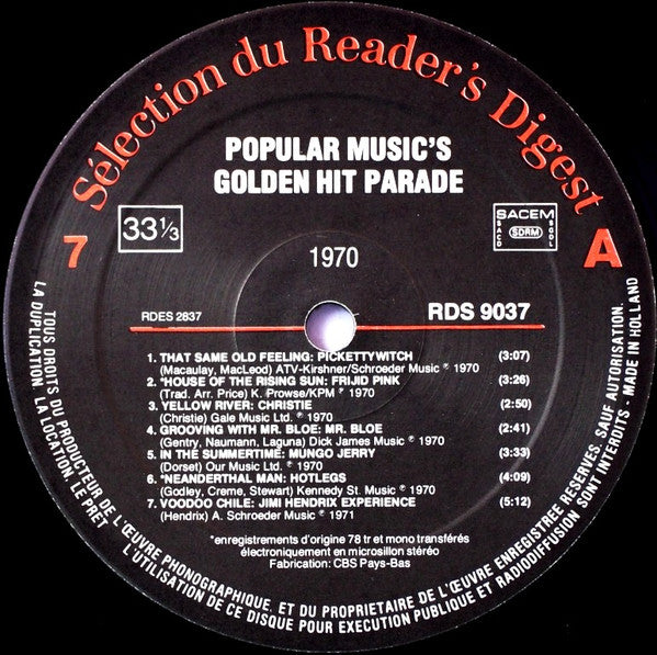 (Occasion) Various – Popular Music's Golden Hit Parade [Vinyle 33Tours]