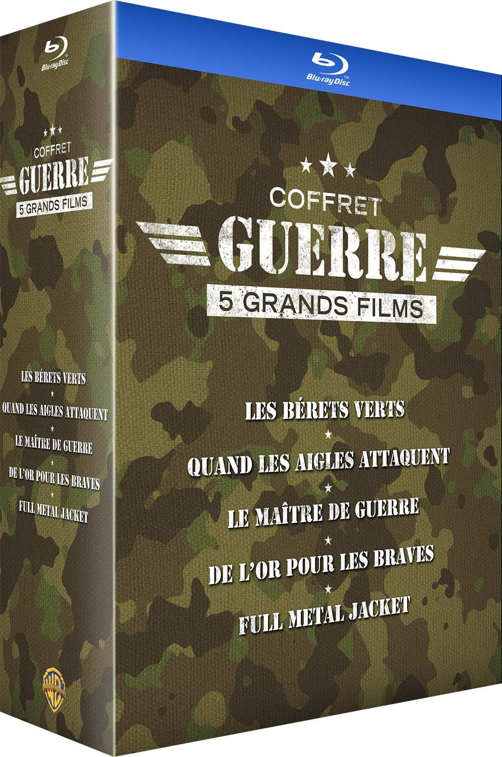 Coffret guerre - 5 grands films : Les bérêts verts + Quand les aigles attaquent + Le maître de guerre + De l'or pour les braves + Full Metal Jacket [Blu-ray]