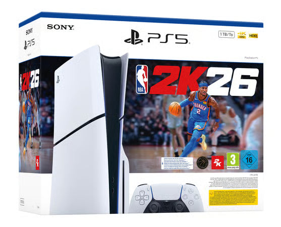 PlayStation 5 White (Slim Model) + NBA 2K26 (Code-in-a-box)