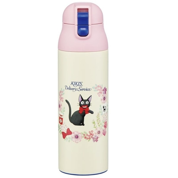Ghibli - Kiki la petite sorcière - Bouteille Thermos Jiji Guirlande de fleurs 500ml - flash vidéo