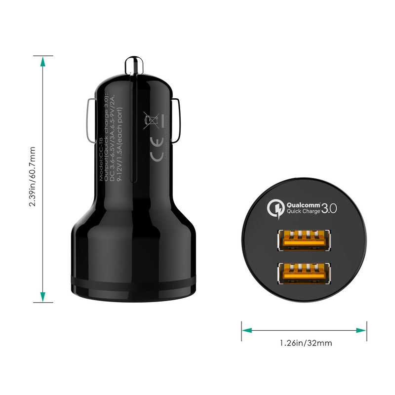 Aukey - Chargeur de voiture 36W QC 3.0 à 2 ports CC-T8 Expedition Series