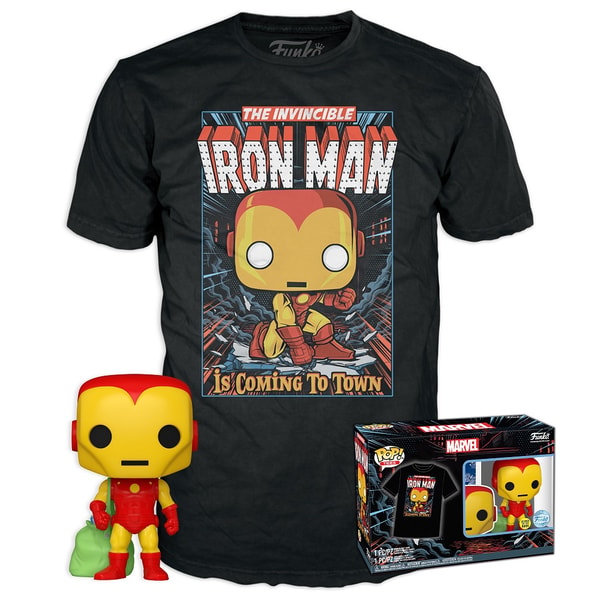 Funko Pop! & Tee: Marvel - Holiday Iron Man (Glow in the Dark) - M - flash vidéo
