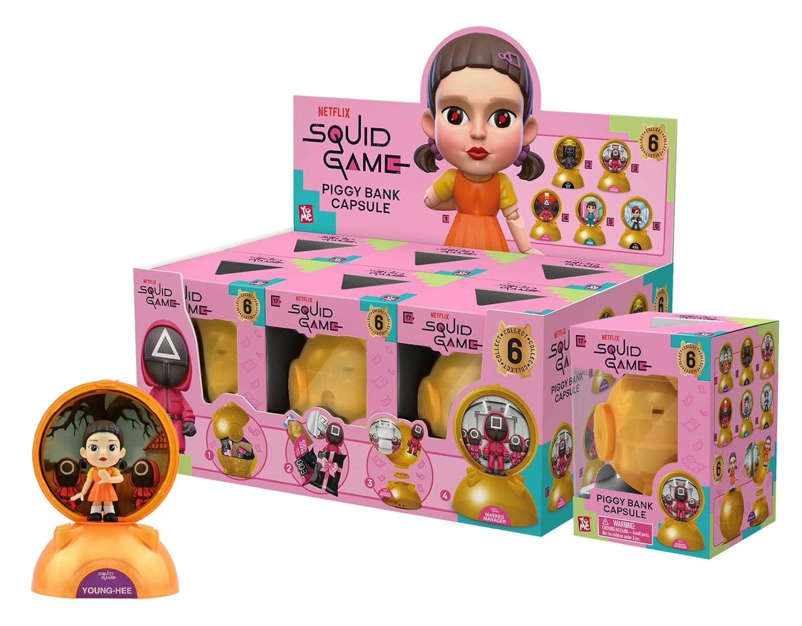 YuMe Piggy Bank Capsule - Display de tirelires Squid Game (6 unités)