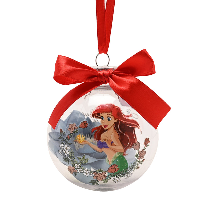 Disney - Princesse - Boule de Noël avec des Fleurs Artificielles - Ariel