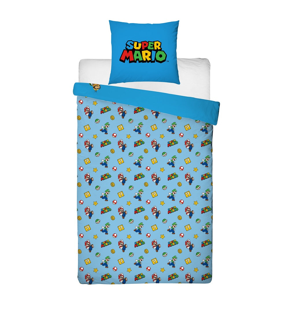 Super Mario Bros. - Parure de lit en microfibre New Super Mario Bros. (200x140cm + 63x63cm) - flash vidéo