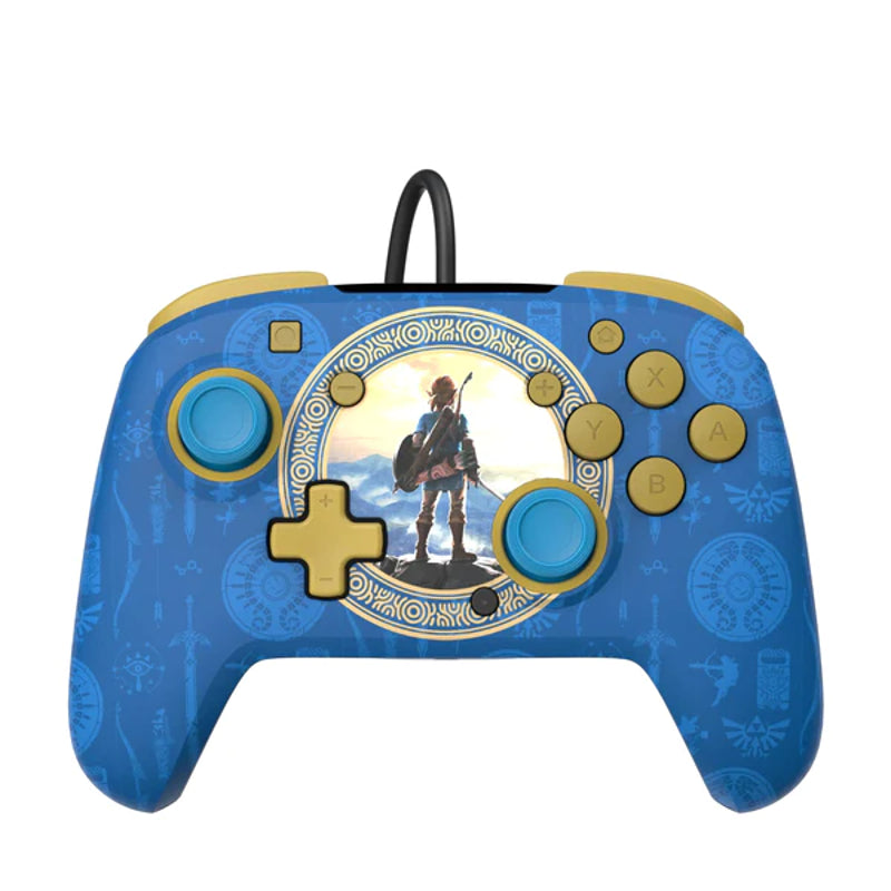 PDP - Manette de jeu filaire REMATCH Hyrule Blue pour Nintendo Switch et Switch OLED