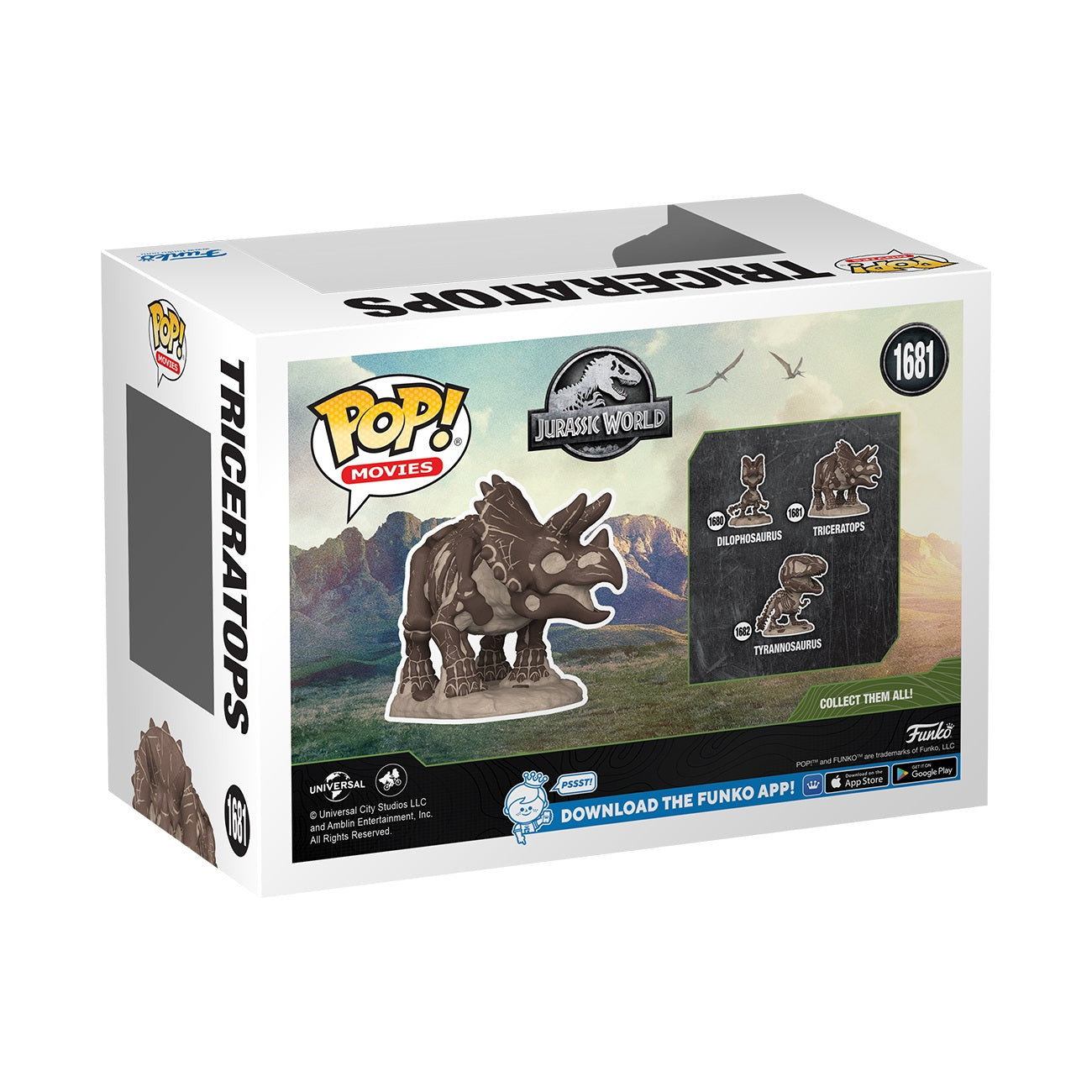 Funko Pop! Movies: Jurassic Park Fossil - Triceratops - flash vidéo