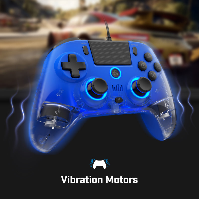 EgoGear - Manette filaire SC10 bleue avec port audio pour casque pour PS4, PS3 et PC