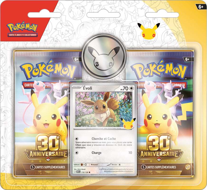 Pokémon JCC : Pack promotionnel de 2 boosters 30e Anniversaire Évoli
