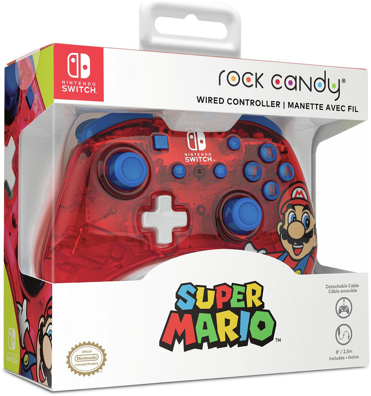 PDP - Manette filaire Rock Candy Mario Punch pour Nintendo Switch et Switch OLED