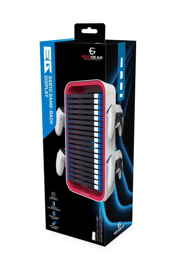 EgoGear - SSR10 - Station d'accueil rouge et blanche pour manette et présentoir de jeu pour Nintendo Switch, Switch OLED, PS4, PS5, Xbox One et Xbox Series X|S