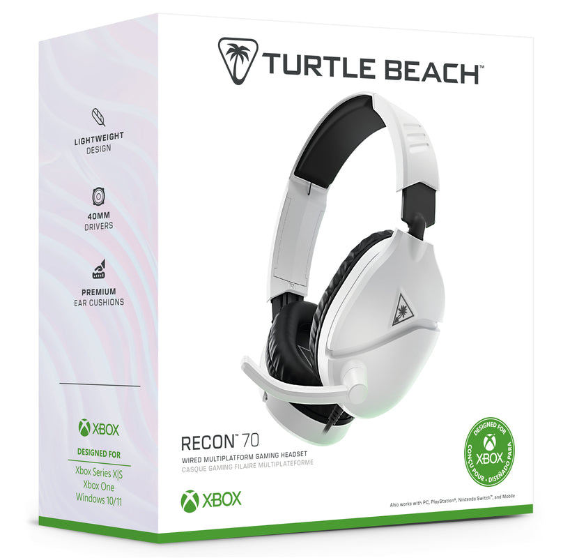 Turtle Beach - Casque de jeu filaire Ear Force Recon 70X Blanc pour Xbox Series, Xbox One, PS5, PS4, Switch, PC et Mobile
