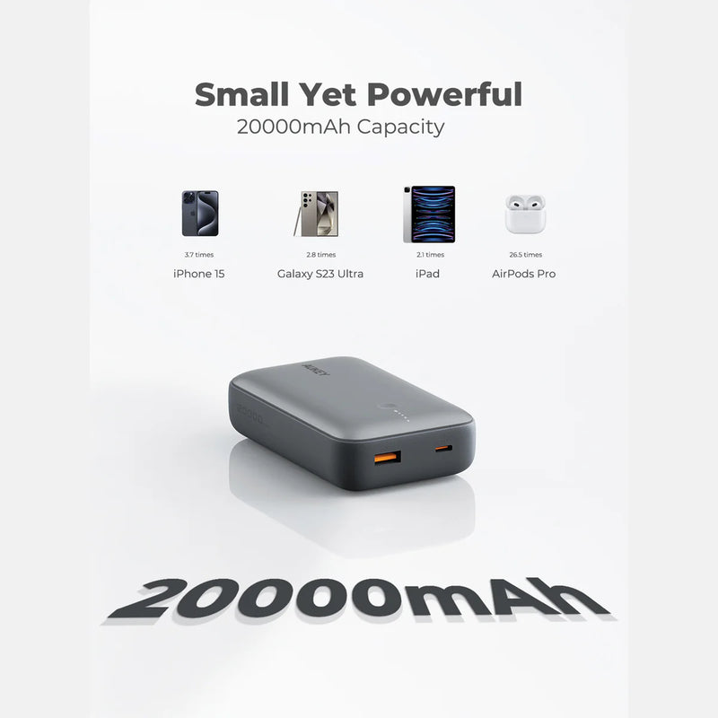 Aukey - Spark Mini 20000mAh 20W Powerbank Blanche USB-C/USB-A