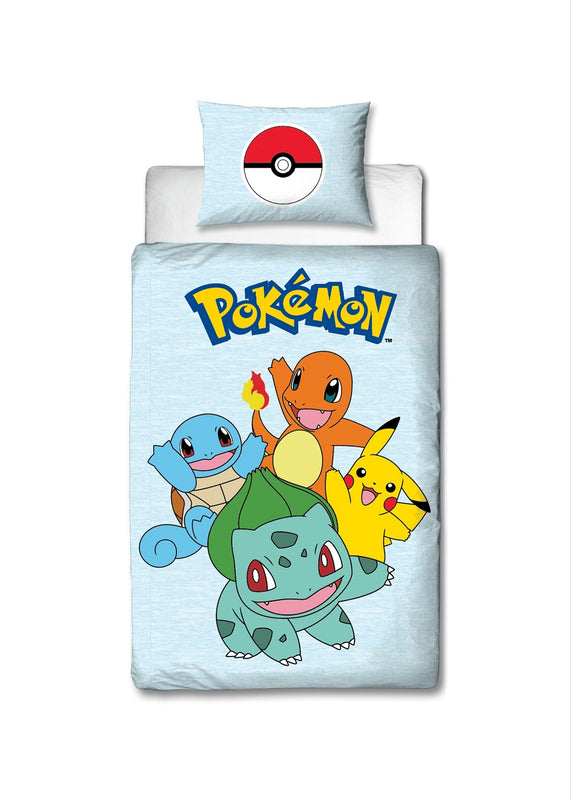 Pokémon - Parure de lit en microfibre Pikachu et Starter 1G III (140x200cm + 63x63cm)