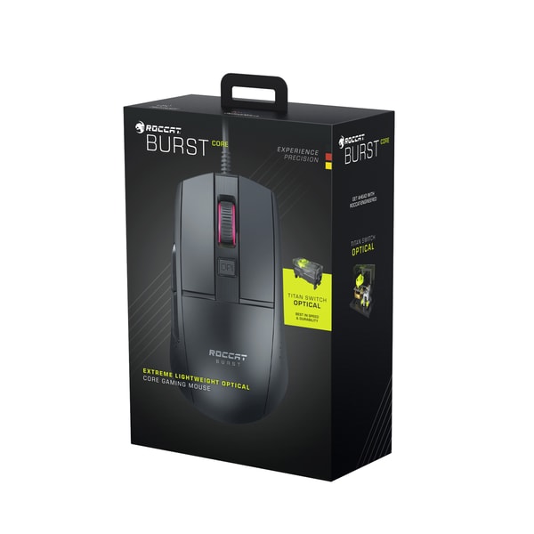 Roccat - Souris de jeu filaire Burst Core optique ultralégère Noire - flash vidéo