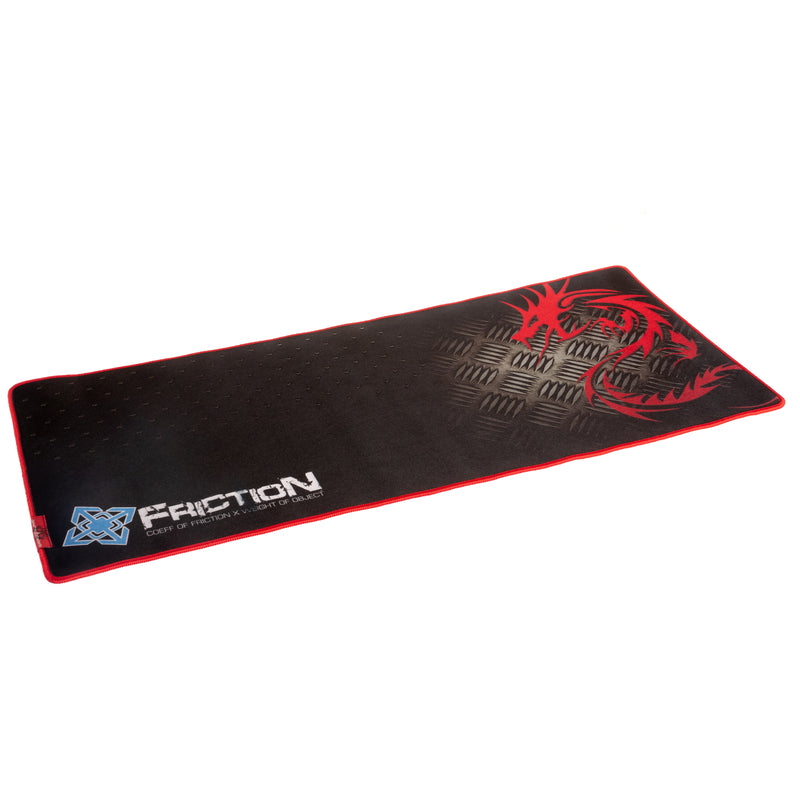 Dragonwar Friction XXL Tapis de souris & de clavier professionnel dédié au jeu - Format XXL - Matière caoutchout flexible et confortable - Surface ultra lisse - Noir/Rouge/Gris stylisé