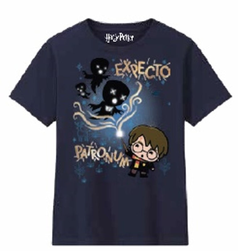 Harry Potter - T-Shirt Bleu Marine Expecto Patronum - Garçon 12 Ans