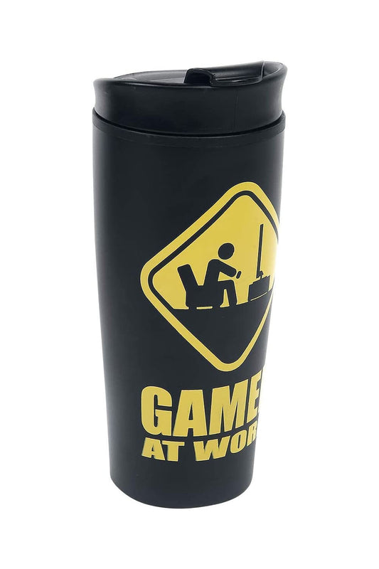 Gamer At Work - Panneau d'Avertissement Mug Transportable en Métal 450ml