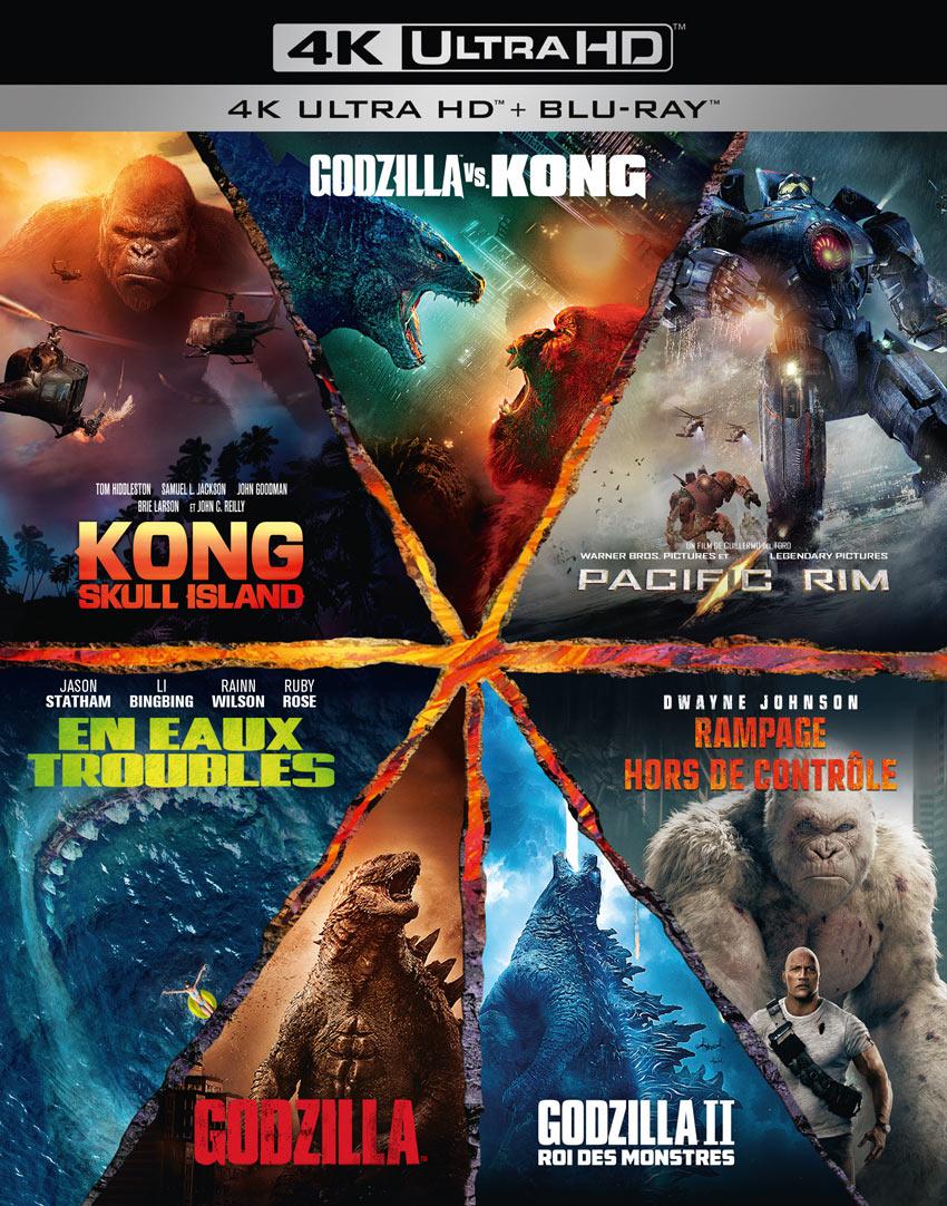 Godzilla + Godzilla : Roi des monstres + Kong : Skull Island + Godzilla vs Kong + Rampage - Hors de contrôle + En eaux troubles + Pacific Rim [4K Ultra HD]