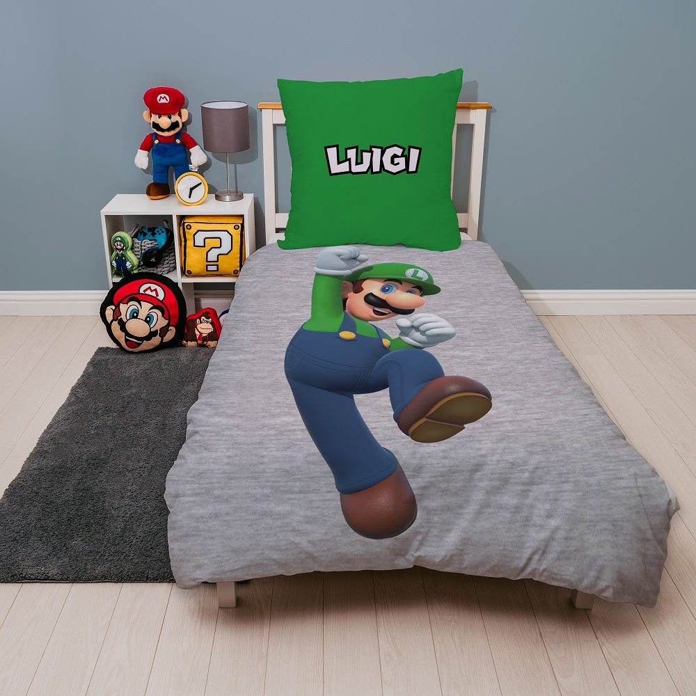 Super Mario - Parure de lit en microfibre Mario (140x200cm + 63x63cm) - flash vidéo