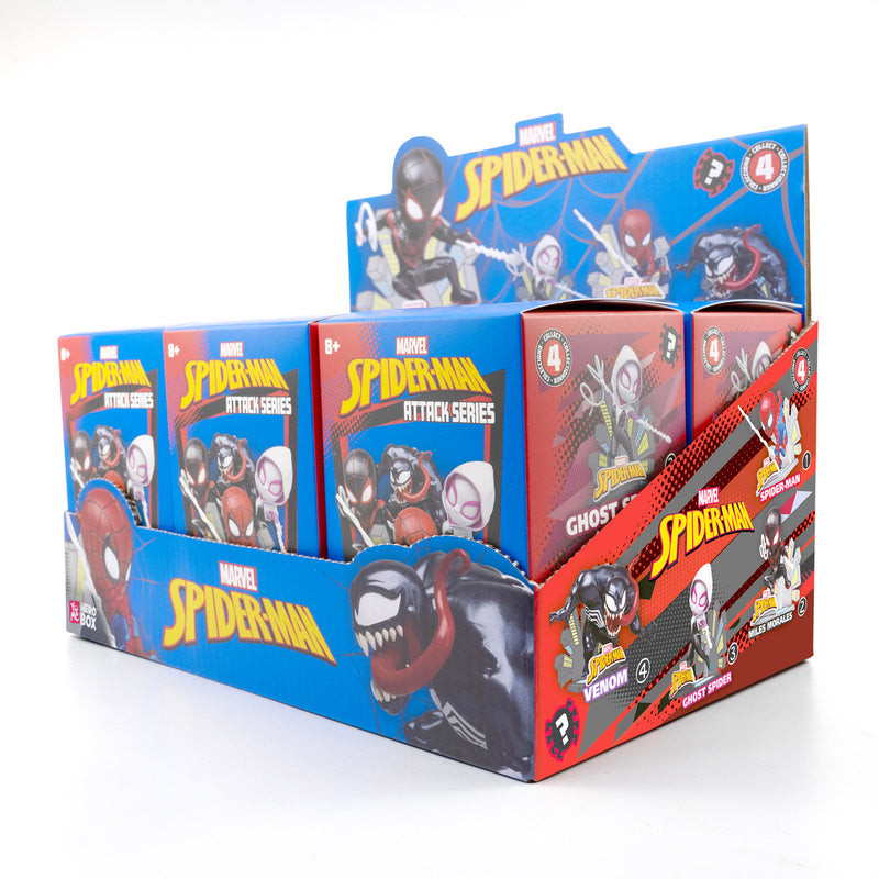 YuMe Hero Box Attack Series - Display blind box de figurines Spider-Man 8cm (12 unités)