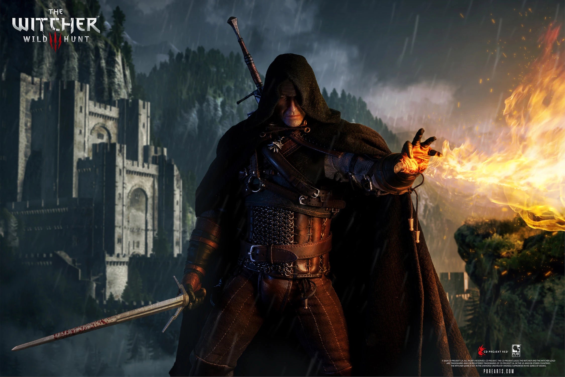 PureArts - 1:6 Articulated Figures - The Witcher 3 : Wild Hunt - Geralt de Riv Figurine 30cm - flash vidéo