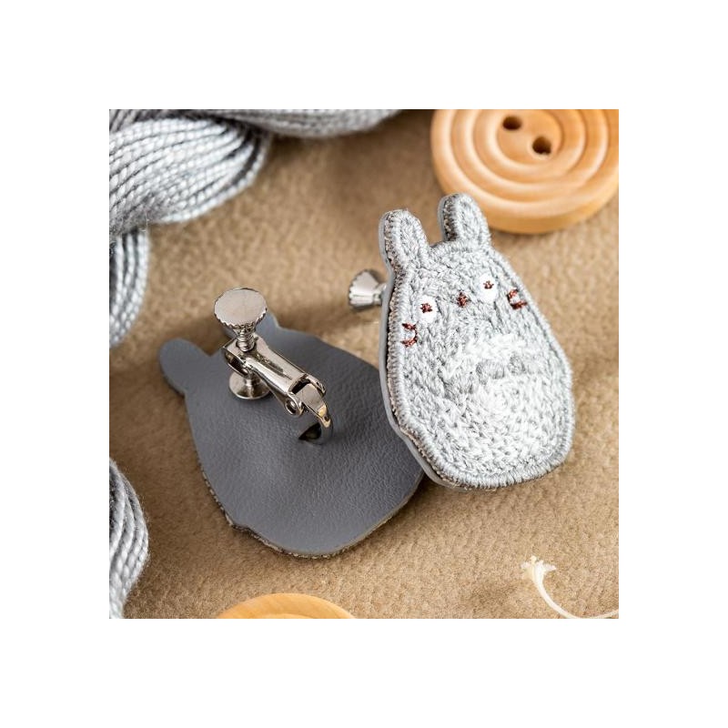 BIJOU BOUCLE D’OREILLES À CLIPS BRODERIE TOTORO GRIS - MON VOISIN TOT