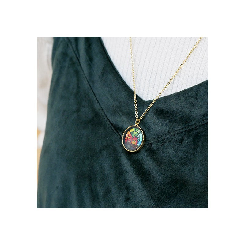 BIJOU PENDENTIF CALCIFER VITRAIL- LE CHÂTEAU AMBULANT
