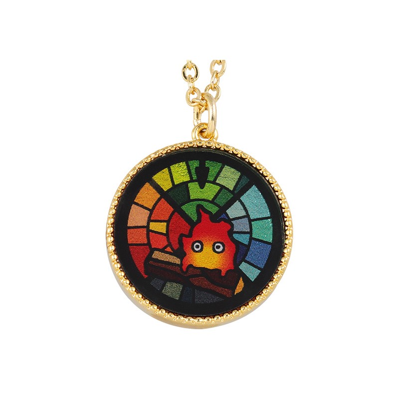 BIJOU PENDENTIF CALCIFER VITRAIL- LE CHÂTEAU AMBULANT