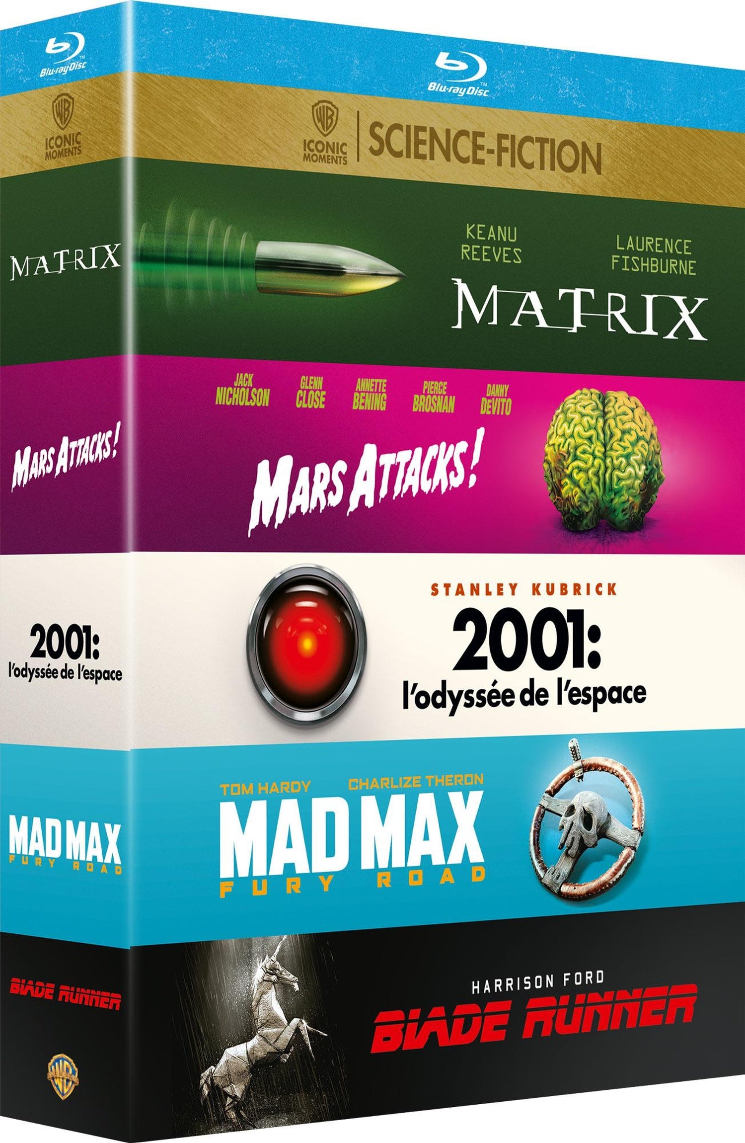 Collection de 5 films science fiction Warner : Blade Runner + Mad Max : Fury Road + 2001 : l'odyssée de l'espace + Mars Attacks! + Matrix [Blu-ray]