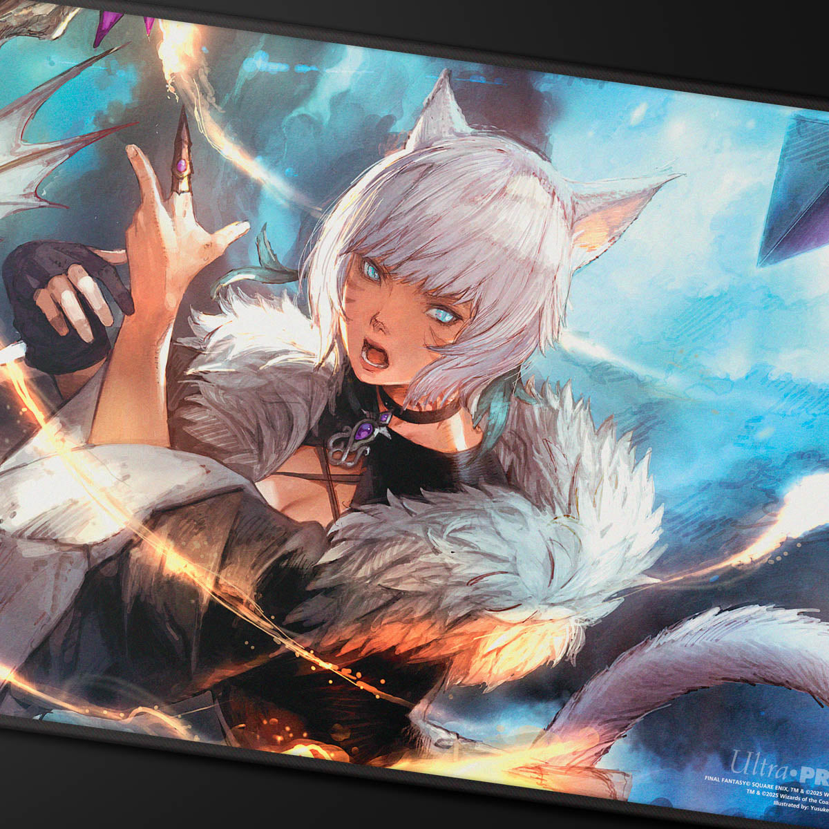 Ultra Pro - Magic: The Gathering - Universes Beyond: Final Fantasy - Tapis de jeu à surpiqûres noires Premium Y'shtola Rhul