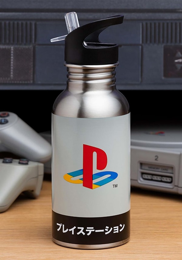 PlayStation - Bouteille d'eau en métal avec paille PlayStation Héritage 500ml - flash vidéo