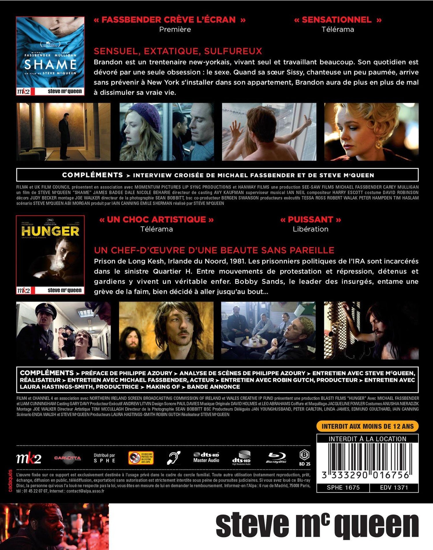 Steve McQueen - Coffret : Hunger + Shame [Blu-ray]