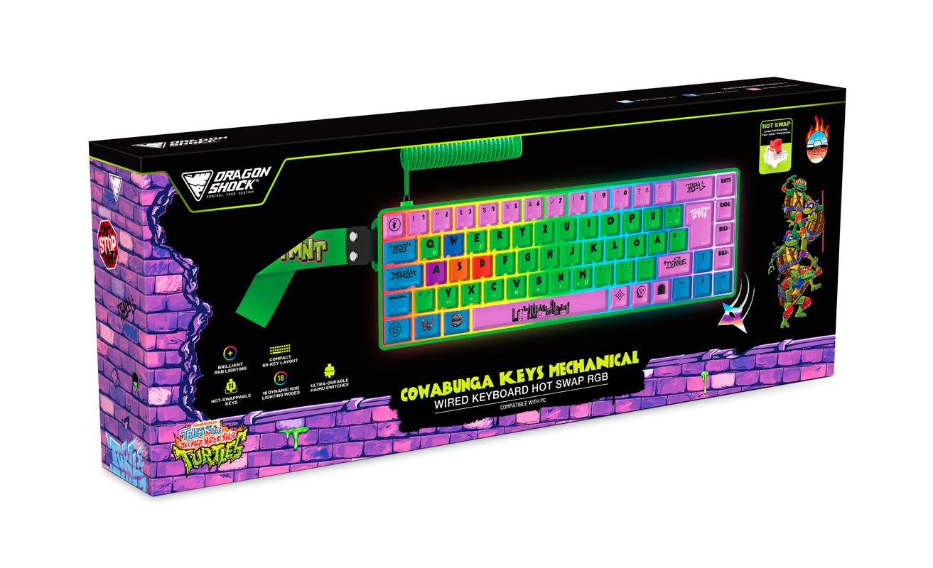 DragonShock - Clavier de jeu mécanique filaire RGB TMNT Cowabunga - Qwertz DE