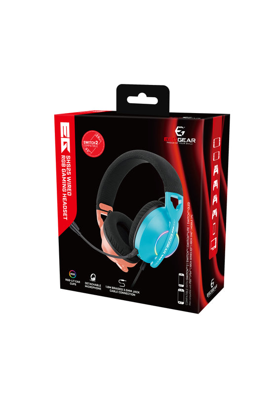 EgoGear - Casque de jeu filaire RVB SHS25 Rose et bleu pour Switch 2