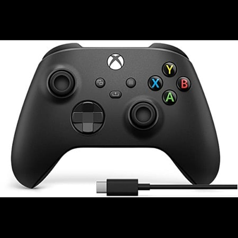 Manette sans fil Xbox Carbon Black + Cable USB-C pour Xbox Series X|S, Xbox One, Windows 10 et Mobile