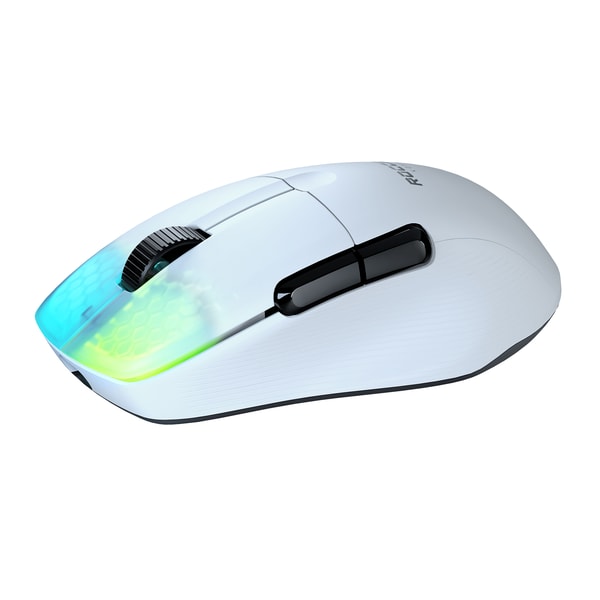 Roccat - Souris de jeu sans-fil optique RGB hyperlégère, ergonomique et ultraperformante Kone Pro Air Blanche - flash vidéo