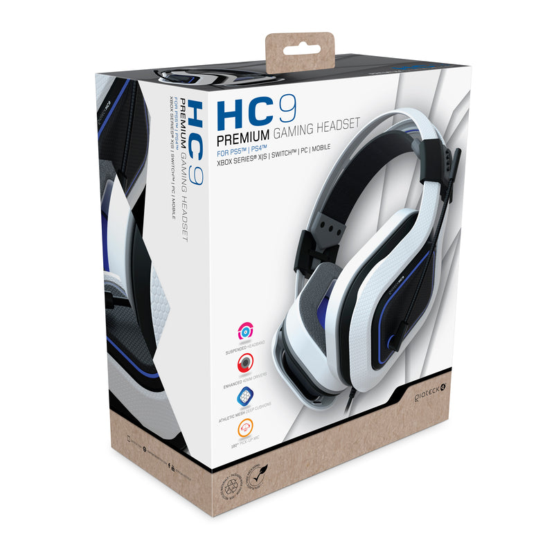 Gioteck - Casque de jeu stéréo filaire HC-9 Bleu et Blanc pour PS5, PS4, PC, Switch, Xbox, Mac et Mobile