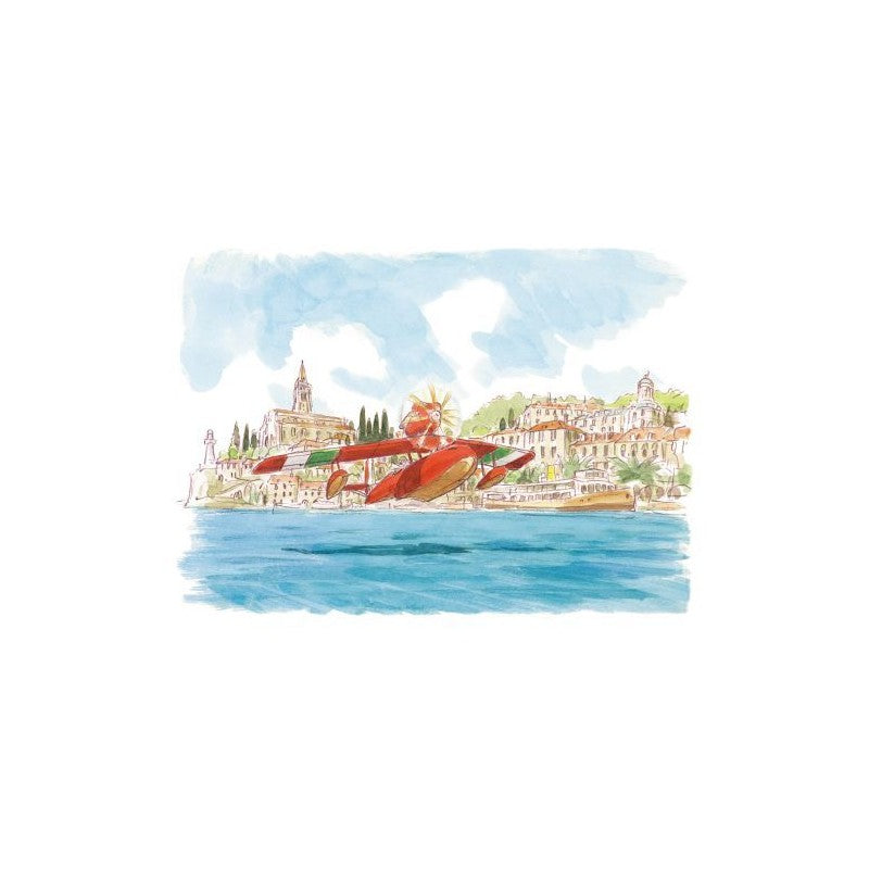 CARTE DE VŒUX AQUARELLE 24 X 15,8 CM HYDRAVION - PORCO ROSSO