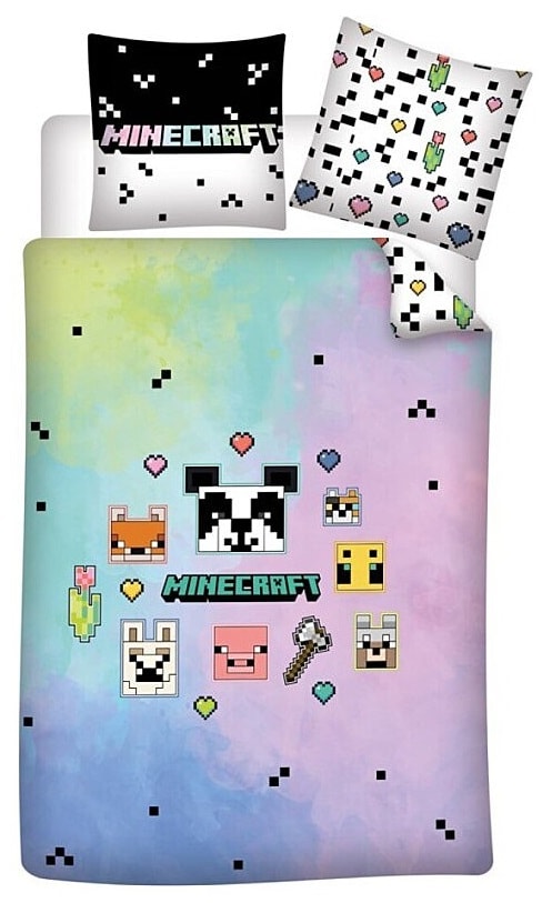 Minecraft - Housse de couette en microfibre Animaux (140x200cm + 63x63cm) - flash vidéo